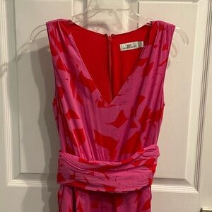 Vineyard Vines Pink & Red Floral Print Jumpsuit Wide Leg Sz 4